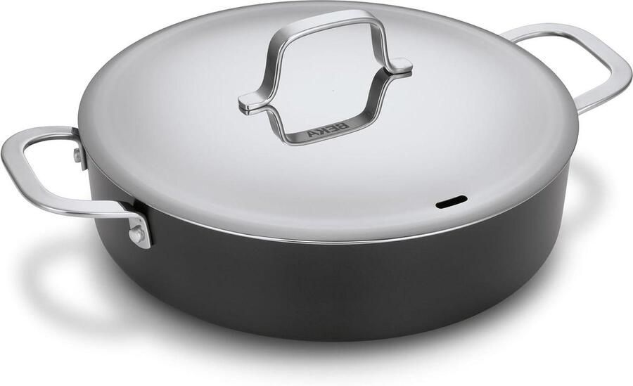Hapjespan Sauteerpan Koekenpan Braadpan Grote Maaltijden Bereiden 20% Extra Braadoppervlak 28 cm Zwart
