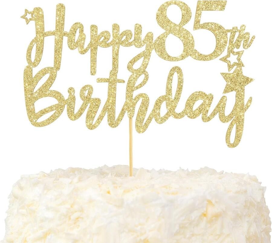 Happy 85e Verjaardag Taart Topper Hallo 85 en Fantastisch Taartdecoratie Goud Glitter Proost op 85 Jaar Feestdecoratie