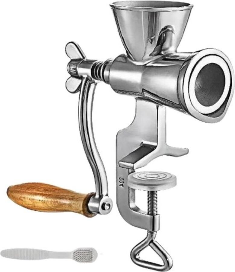 Happyment Koffiemolen Deluxe Graan- en bonenmolen – Met Tafelklem RVS Handmatig
