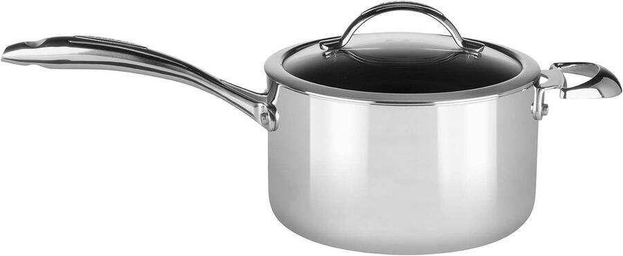 Haptiq Steelpan Kookpan Sauspan Koken en Opwarmen Vijflaags Aluminium 4 Liter Zilver