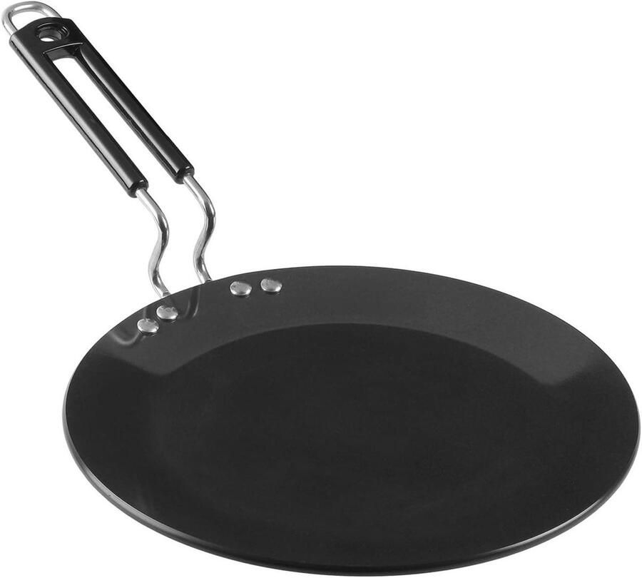 Hard Anodized Tawa Koekenpan Platte Pan Pancakes Bakken Extra Hard Geanodiseerd 26.5 cm Zwart