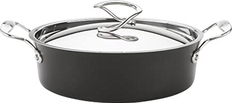 Hard Geanodiseerde Sauteuse 27cm 3.8L in Zwart Duurzaam en Stijlvol Kookgerei
