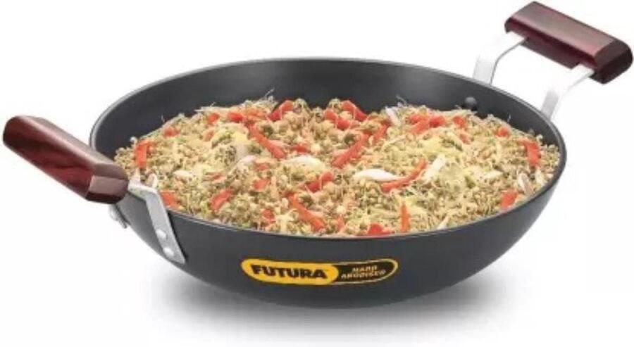 Harde Geanodiseerde Deep-Fry Pan met RVS Deksel 2 75 liter