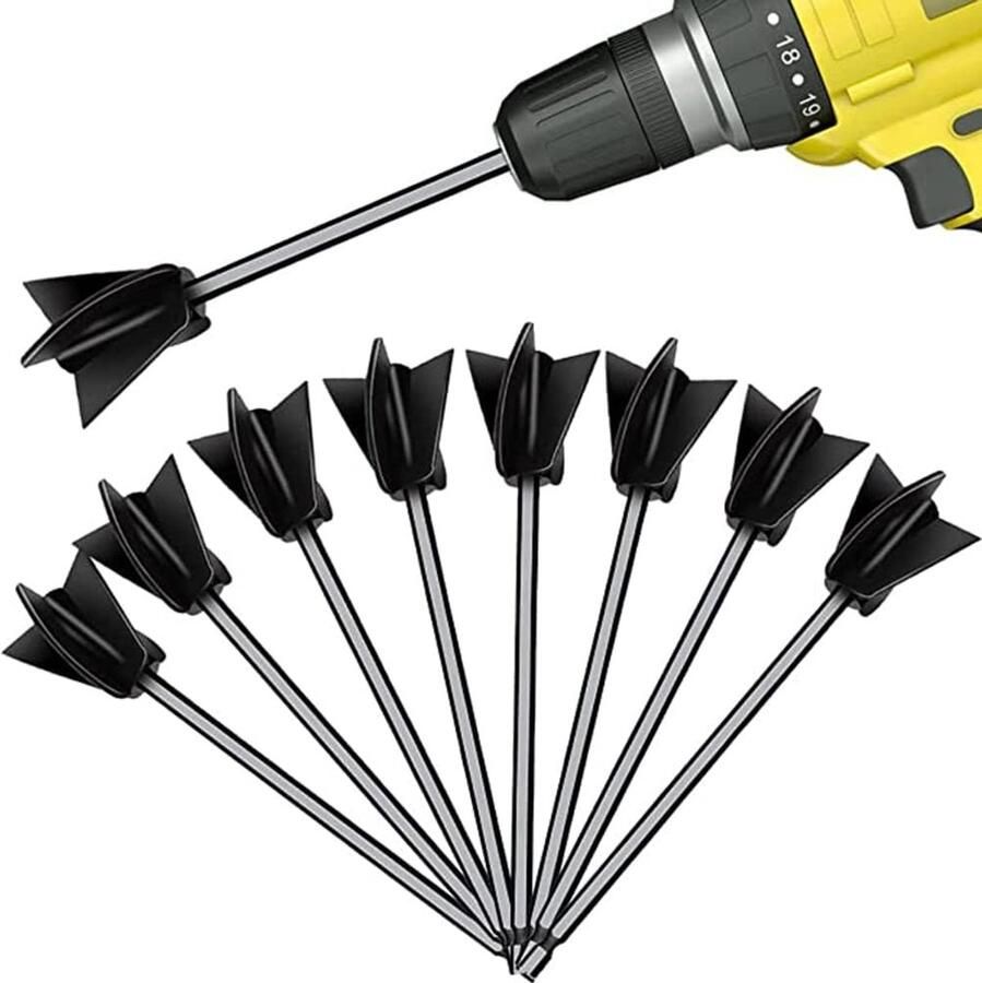 Hars Mixer Set Epoxy Roerder Gelijkmatig Mengen Spiraalvormig Vierbladig Ontwerp 8 Stuks Zwart