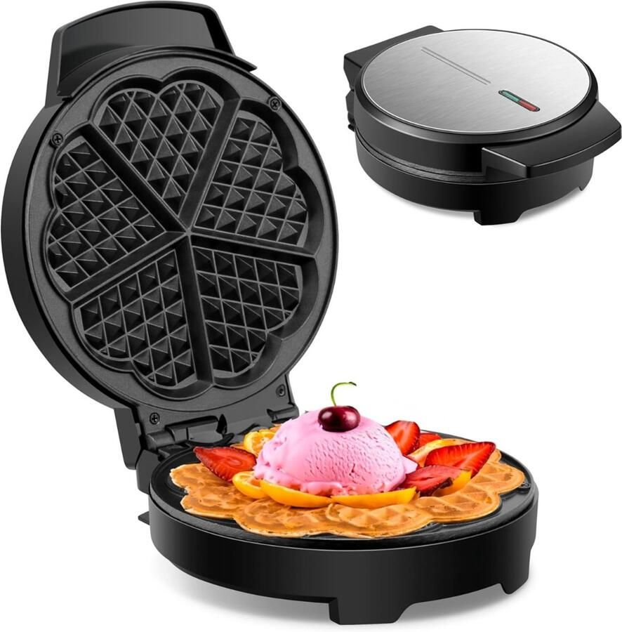 Hartjes Wafelijzer 1000 Watt Voor Hartvormige Wafels Paninigrill Elektrische Grill Met Cool-Touch-Technologie En Antiaanbaklaag