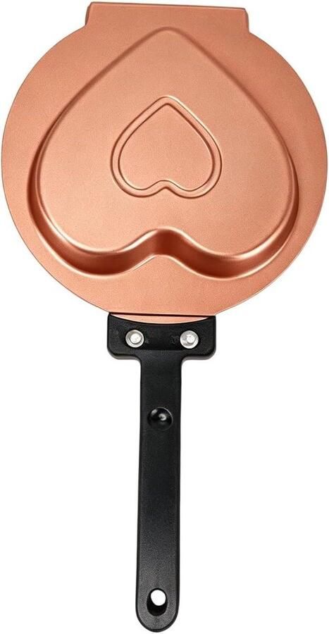 Hartvorm Koekenpan Pannenkoek Maker Familie Ontbijt Dubbelzijdig Klapontwerp 19 x 365 cm Zwart Goud
