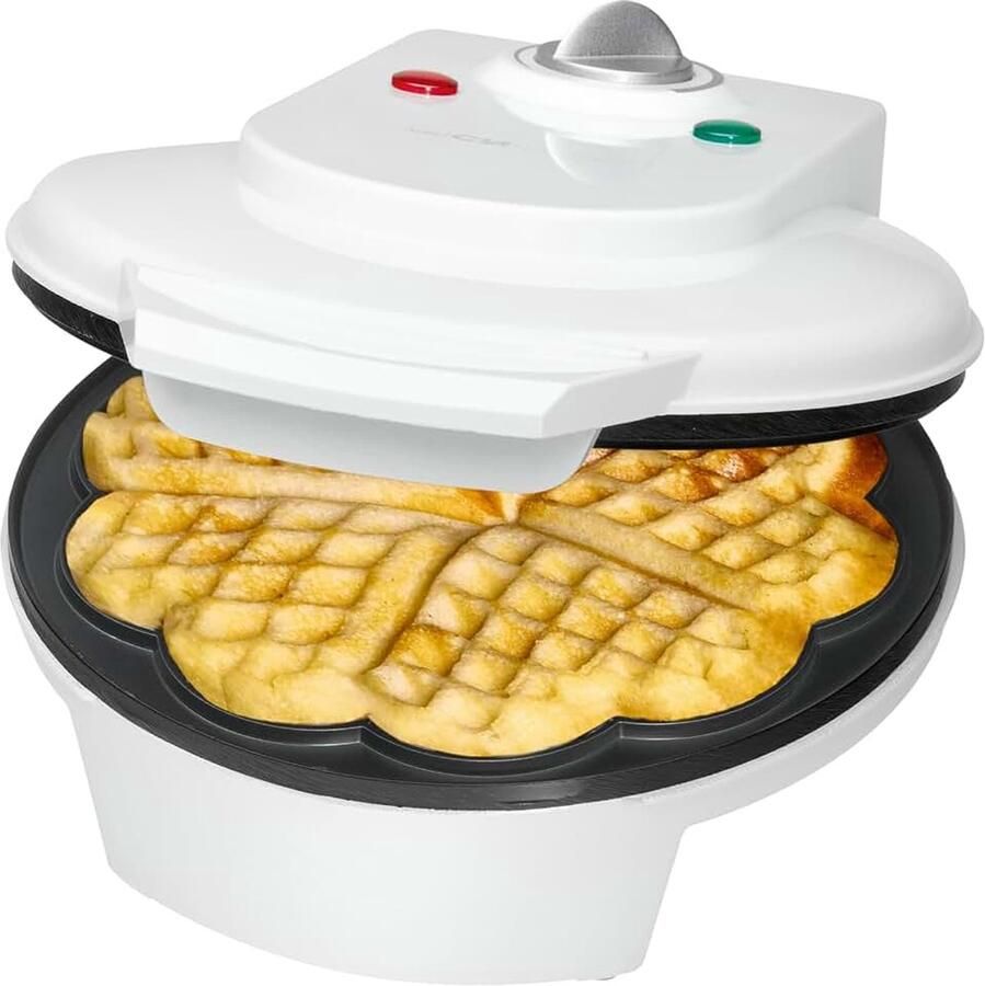 Hartvormig wafelijzer antiaanbaklaag groot bakoppervlak ⌀ 18 cm traploos instelbare bruiningsgraad hartvormig wafelijzer WA 3491 wit