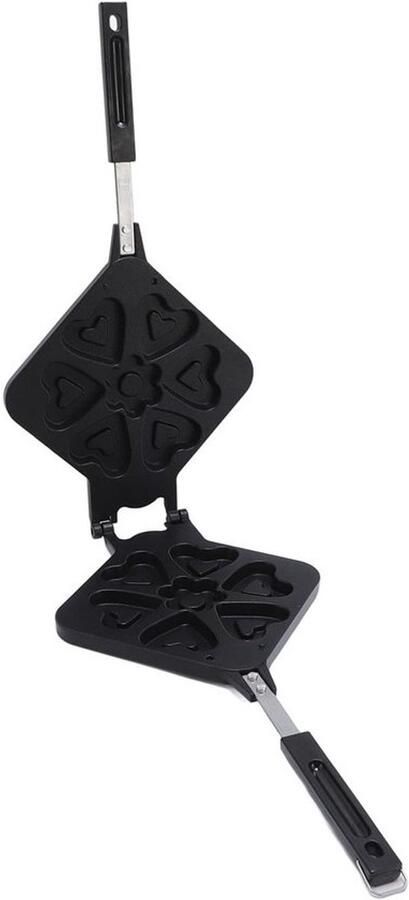 Hartvormig wafelijzer Dubbelzijdige wafelpan Voor ontbijt Antiaanbaklaag Diameter 22 cm Zilver