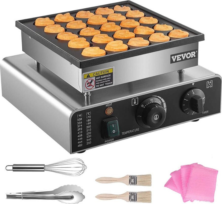 Hartvormig Wafelijzer met Temperatuurregeling en 25-delige Wafelplaat Efficiënt en Gemakkelijk Bakken