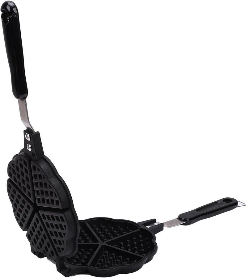 Hartvormig Wafelijzer Mini Wafelpan Ontbijt Maken Gelijkmatige Warmte 16x36 cm Zwart