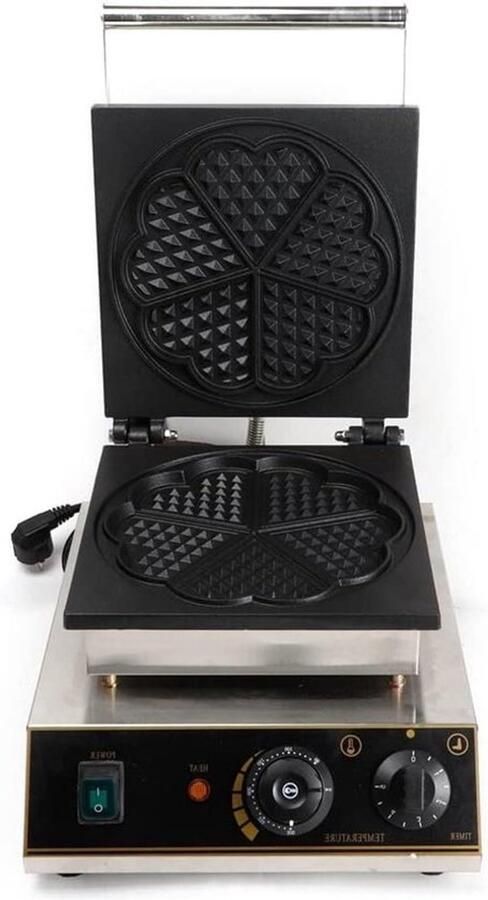 Hartvormig wafelijzer Wafelautomaat Hartvormige wafels bakken Dubbele antiaanbaklaag 49 x 39 x 33 cm Zilver