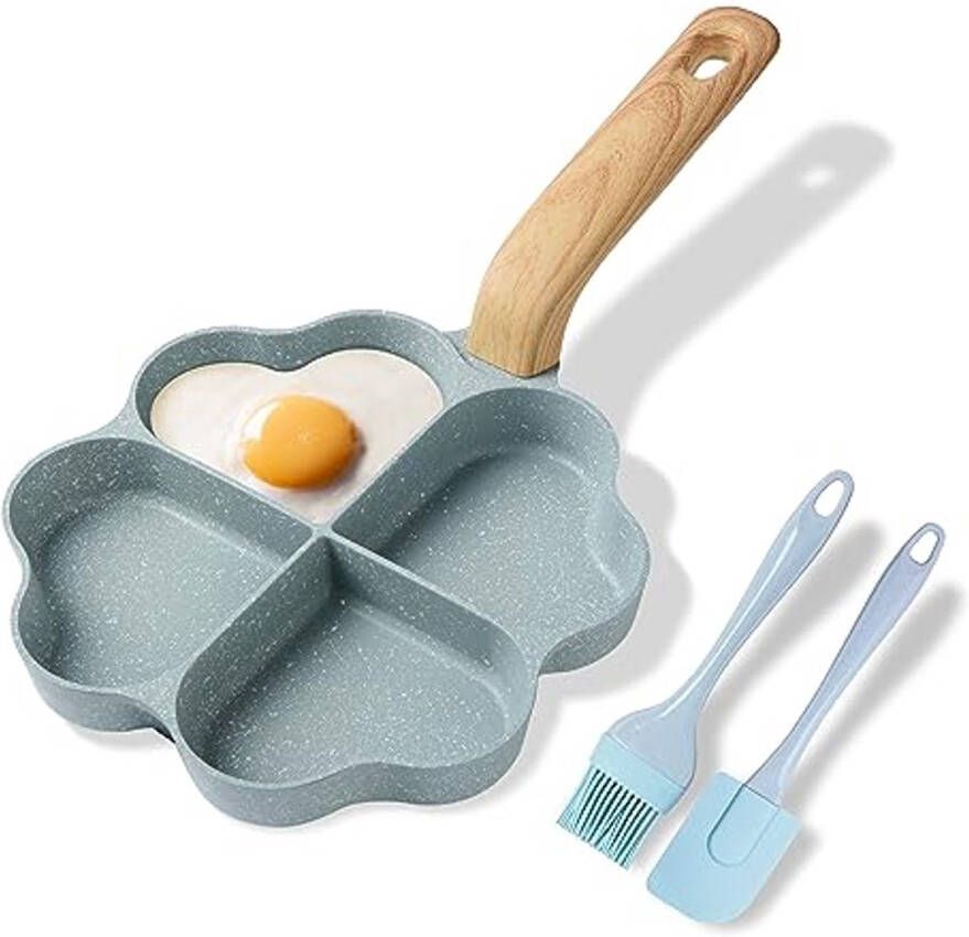 Hartvormige 4-gats omeletpan Antiaanbaklaag Graniet Geschikt voor Inductie Gezonde Koken Ideaal voor Ontbijt