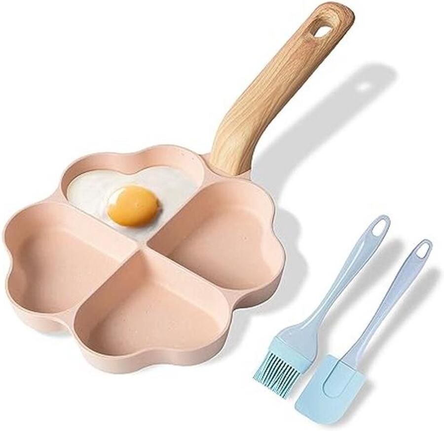 Hartvormige 4-gats omeletpan met antiaanbaklaag granieten kleine pannen voor inductie ideale pannenkoekenpan voor het ontbijt