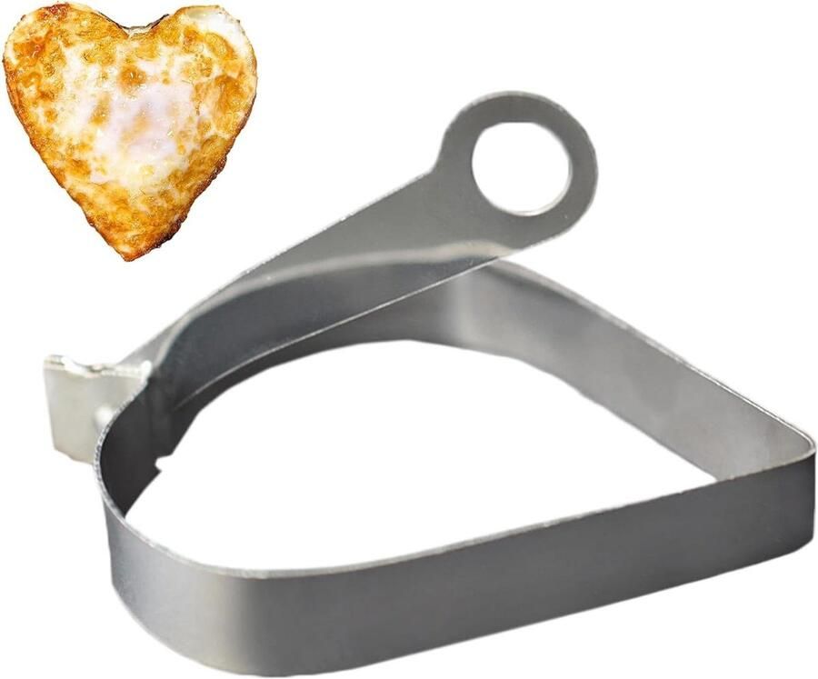 Hartvormige Bakvorm Pannenkoek Wafelijzer Creatieve Ontbijtjes Maken Inklapbare Handgreep 9.5 x 9 cm Zilverkleurig