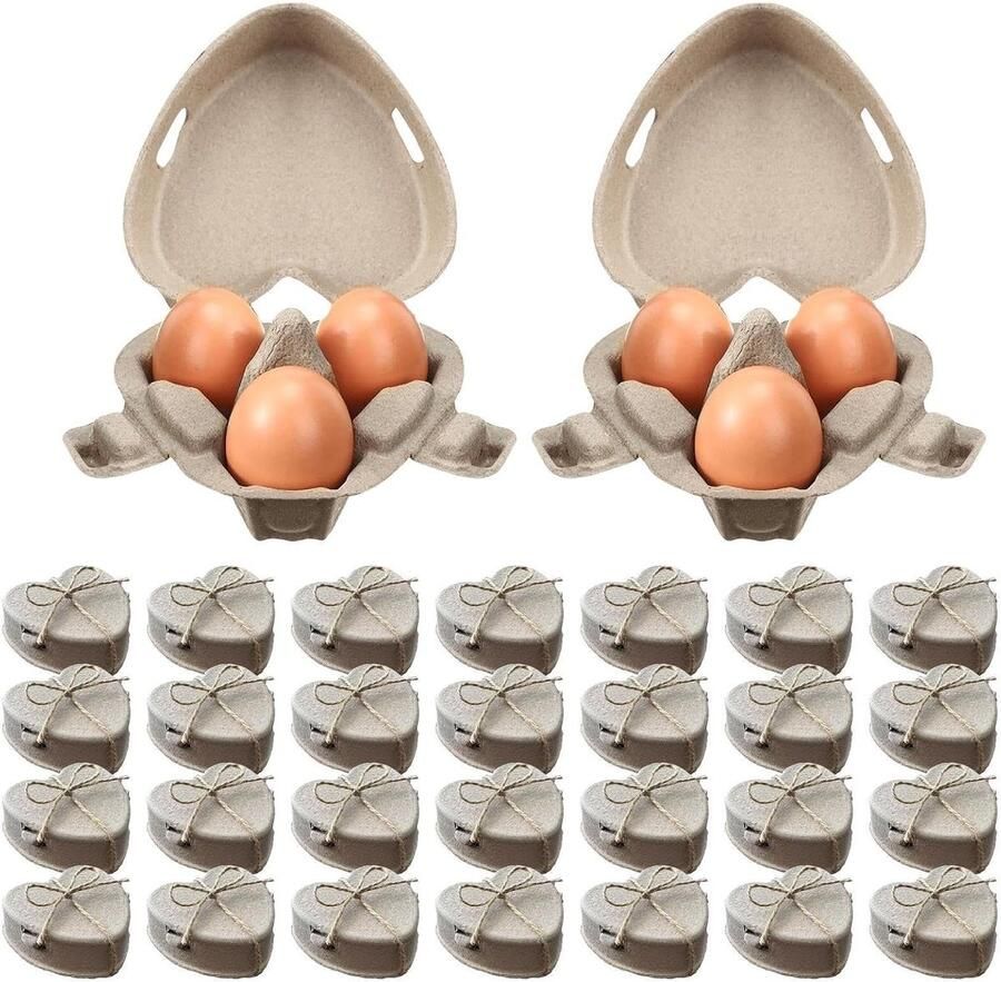 Hartvormige eierdoos Eierhouder verpakking Keuken opbergen Decoratief gerecycled karton 30 eieren Natuurlijk