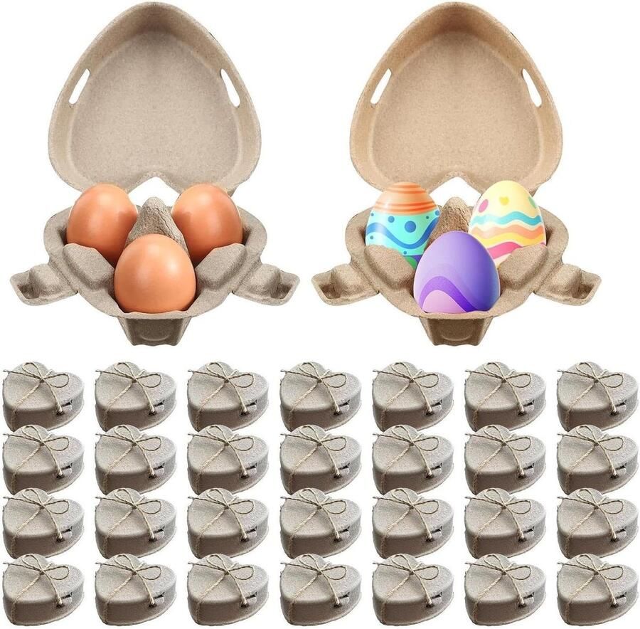 Hartvormige Eierdoos Eierhouder Opslagbakje Keuken Organiseren Decoratief Hart Design 30 Stuks Natuurlijk