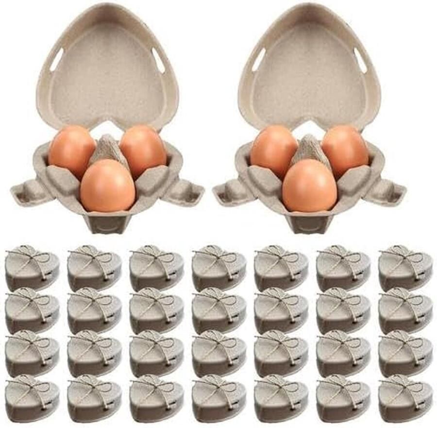 Hartvormige Eierdozen Papieren Ei Houder Veilige Eier Opslag Met Touwhandvat 30 Stuks Natuurlijk