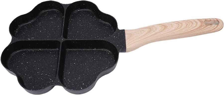 Hartvormige Eierenpan Koekenpan Ontbijt Maken Antiaanbak Maifan Steen 4 Kopjes Zwart