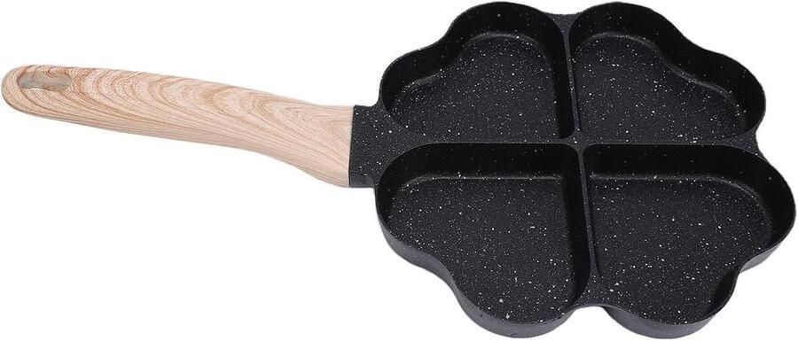Hartvormige Eierpan Omeletpan Koekenpan Ontbijt Bakken 4 Kopjes Ontwerp 33.5x17 cm Zwart