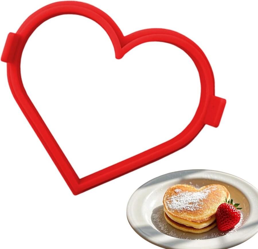 Hartvormige eierring Pannenkoekvorm Ontbijt Koken Hittebestendig Siliconen N.v.t. Rood