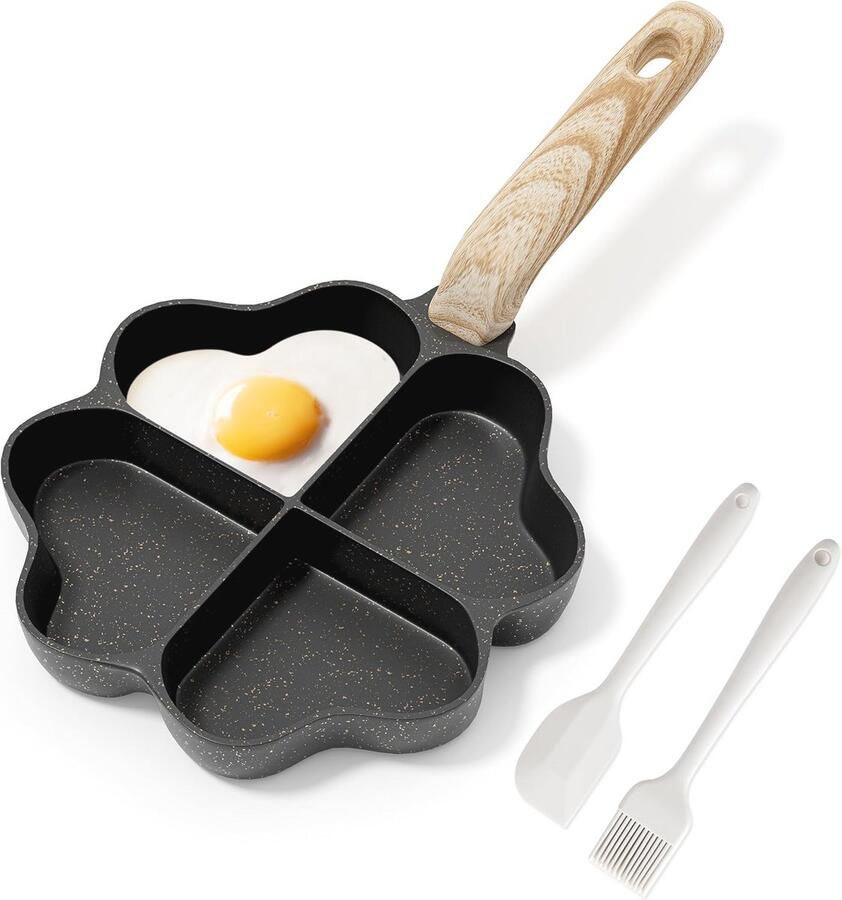 Hartvormige Inductie Omelet Pan met 4 Gaten Gezonde Kookpan voor het Ontbijt
