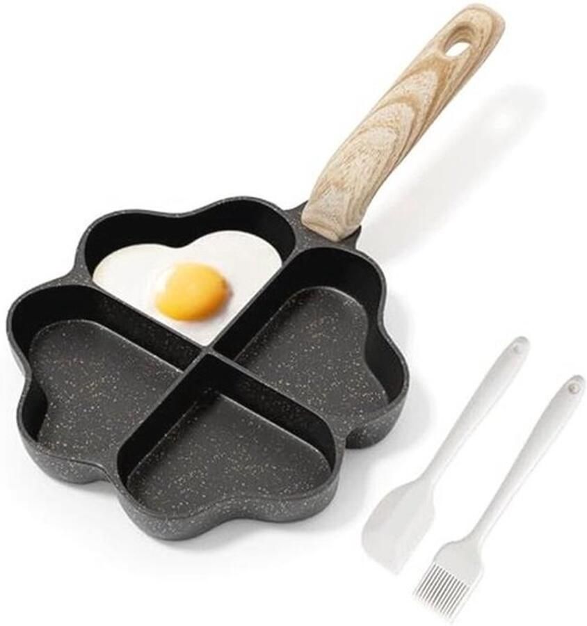Hartvormige inductie-omeletpan met 4 gaten Kookpan voor het ontbijt