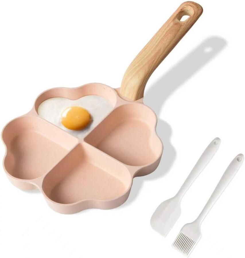 Hartvormige Koekenpan voor 4 Eieren met Antiaanbaklaag Roze