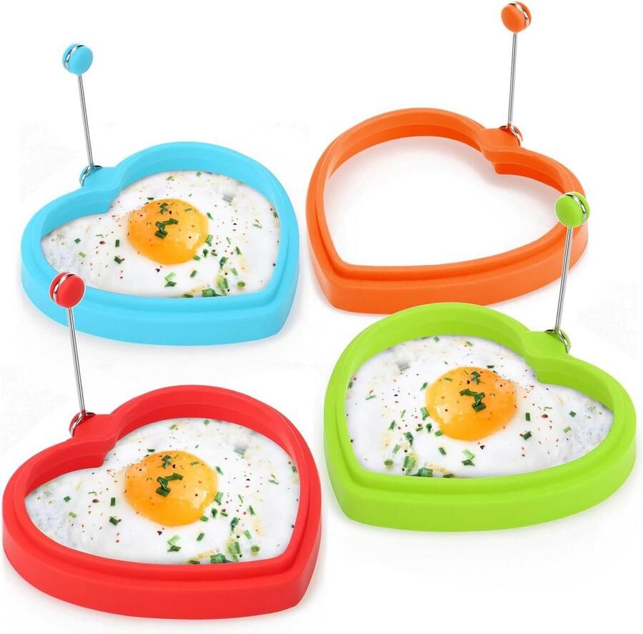Omeletvorm Hart Gebakken Ei Vorm Bijzonder Ontbijten Hittebestendig Handvat 4 Stuks Multicolor