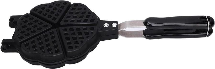 Hartvormige Wafelijzer Pan Wafel Bakpan Familie Ontbijt Veelzijdig Kampvuur Gebruik 16x36cm Zilver