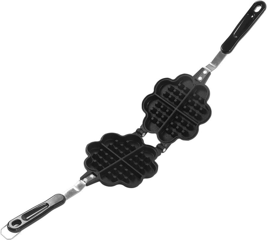 Hartvormige Wafelmaker Wafelijzer Mini Zelf Wafels Maken Dubbelzijdige Verwarming 35 x 14 cm Zwart