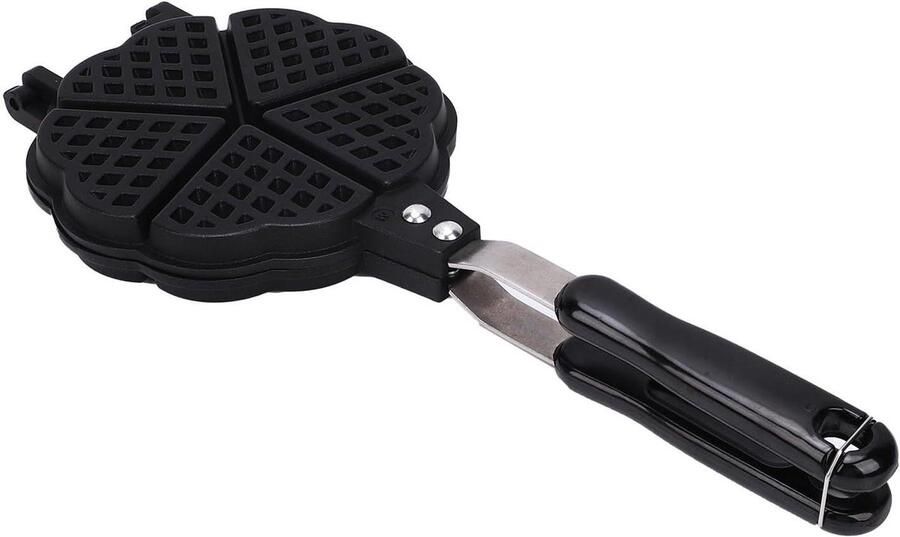 Hartvormige Wafelmaker Wafelijzer Pan Ontbijt Maken 5 Mini Wafels 16x36cm Zwart