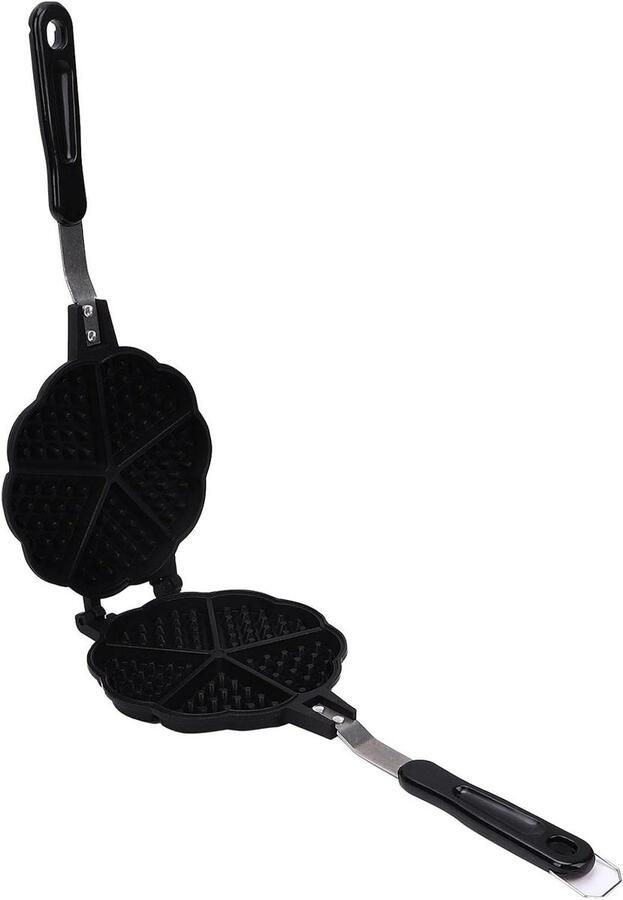 Hartvormige Wafelmaker Wafelpan Stovetop Ontbijt Maken Compact en Draagbaar 16x36cm Zilver