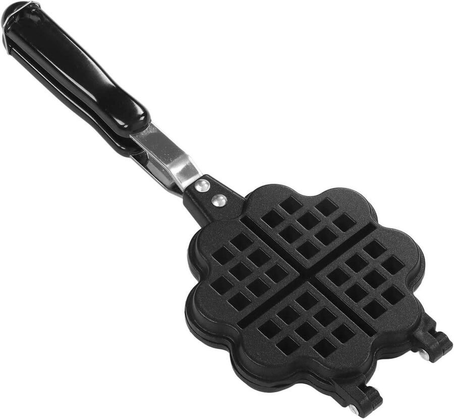 Hartvormige Wafelpan Wafelijzer Bloemvorm Zelf Wafels Maken Antiaanbaklaag 35 x 14 cm Zwart