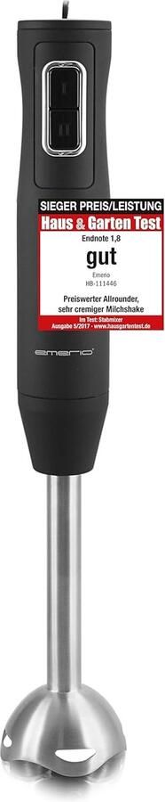 HB-111446 Staafmixer testwinnaar prijs prestatie rubberen antislip handgreep roestvrij staal BPA-vrij zwart