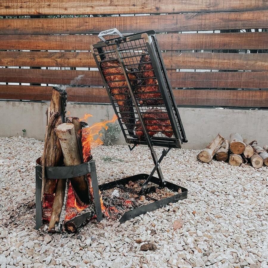 Heavy duty Iron Cross Argentijnse asador grill Made in Argentinië Premium Argentijnse grill Parrilla Asado Volledig gedemonteerd (alleen grill)