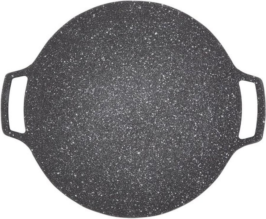 HEEPDD Koreaanse BBQ-plaat Aluminiumlegering Barbecue met Antiaanbaklaag 13 Inch Koekenpan voor Kamperen en Buitenkoken (Gassoort 30cm)