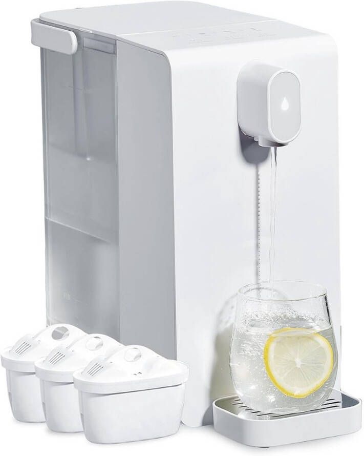 Heetwaterdispenser Luxe Instant waterkoker Heetwatertap – Warmwater Dispenser – Met 3 Filterpatronen – 3.4 Liter Inhoud Wit
