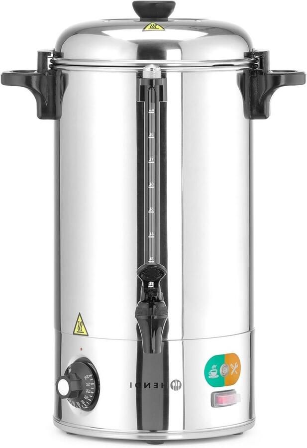 Heetwaterdispenser Glühweinketel Waterkoker Koffie Thee Zetten Non-drip Kraan 9 Liter Zilver