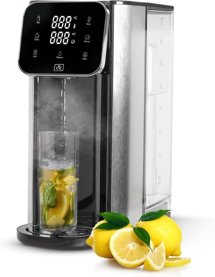 Heetwaterdispenser Waterkoker Tap Direct Warm Water Touch Display 3 Liter Grijs
