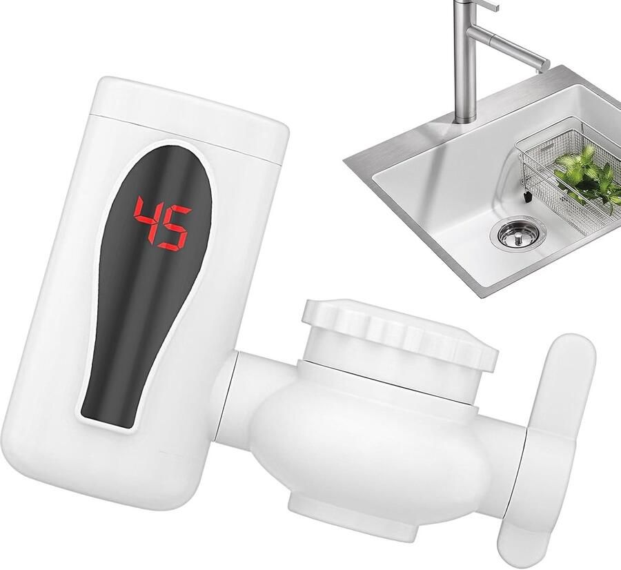 Heetwaterkraan Directe doorstromer Direct warm water Draaibaar met LED 15x13 cm Wit