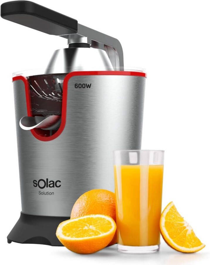 Hefboom Citruspers 600 W met Roestvrijstalen Behuizing en 2 Kegels voor Citrusvruchten