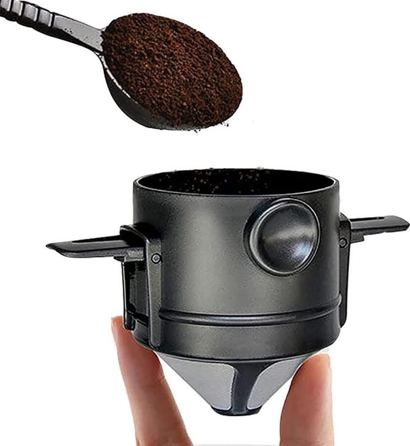 Herbruikbaar giet over koffiezetapparaat papierloos gieten over koffie druppelaar roestvrij staal koffiefilter papierloos met inklapbare houders voor thuiskantoor reizen camping