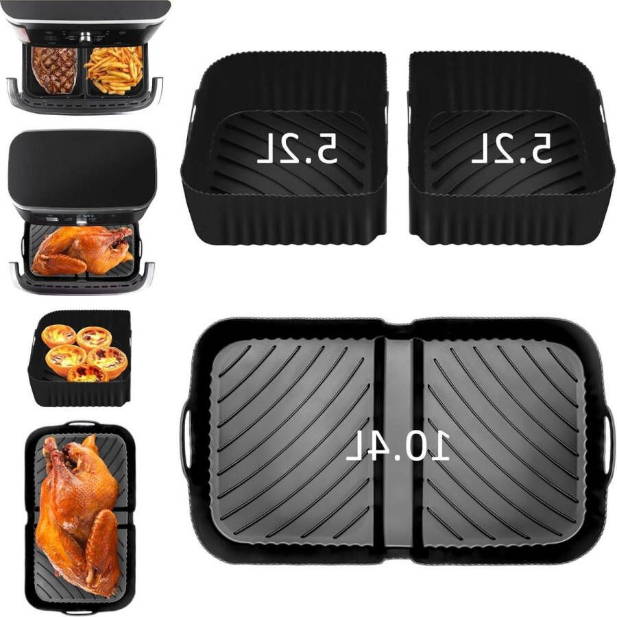 Herbruikbare Air Fryer Liners Siliconen voor Ninja Flex Lade AF500UK 3 stuks Accessoires voor Grote Airfryer Zwart Air Fryer Silicone Pot