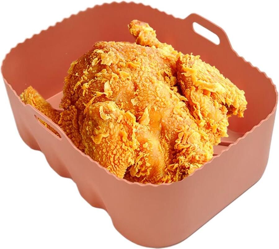 Herbruikbare Airfryer Bakmatten Stoommandjes Bekers Voedsel Bakken Gladde Antiaanbaklaag 22 x 17 cm Oranje