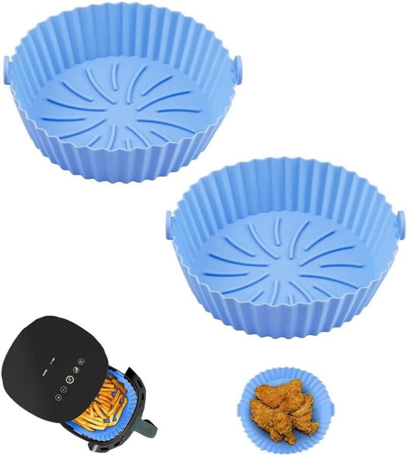 Herbruikbare Airfryer Liners Siliconen Bakvorm Gezond Bakken Hittebestendig tot 240°C 6.5 inch Blauw