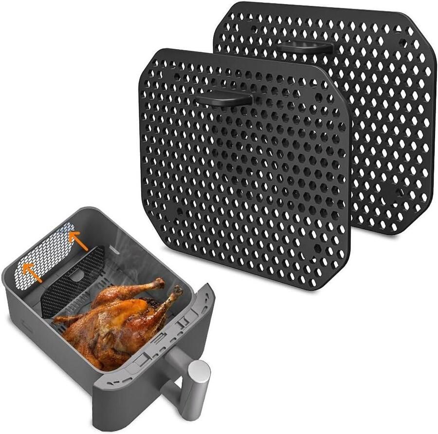 Herbruikbare Airfryer Matten Siliconen Beschermers Spatvrij Bakken Hittebestendig Materiaal 2 Stuks