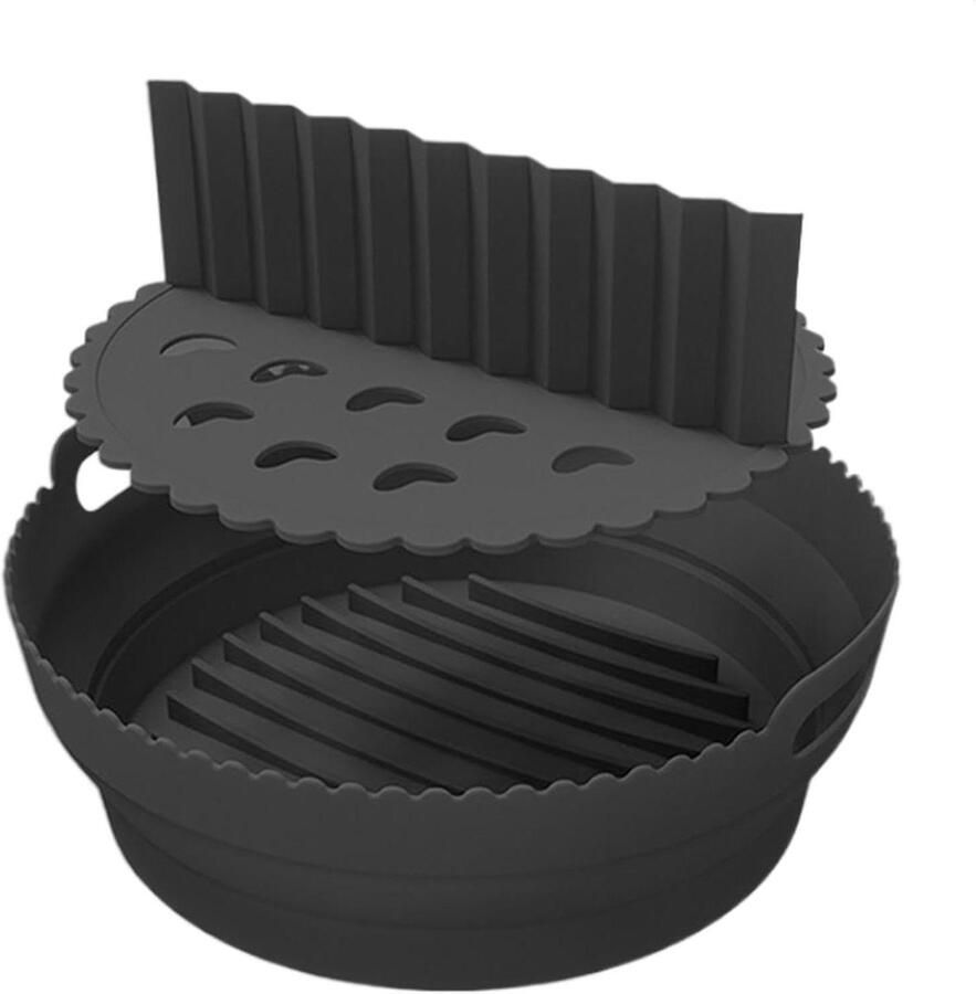 Herbruikbare Airfryer Pads Siliconen Mand Airfryer Koken in Airfryer Voedselscheiders 21.6 x 21.6 cm Zwart