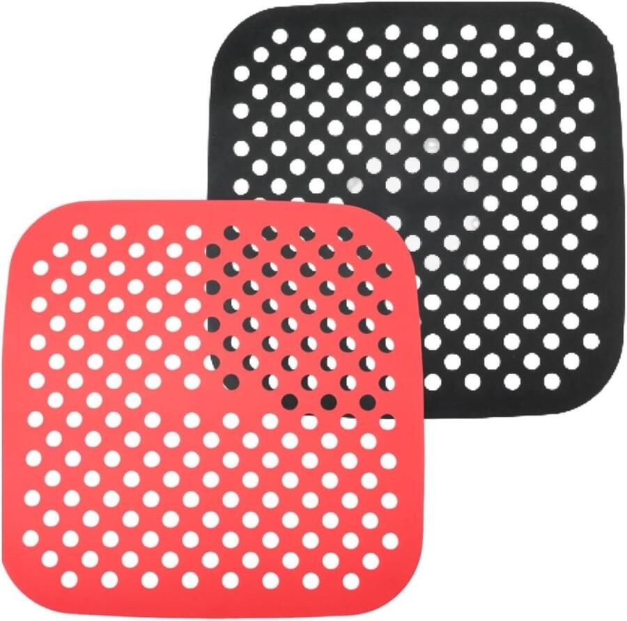 Herbruikbare siliconen matten voor Air Fryer 2 stuks anti-aanbaklaag 20 cm geschikt voor friteuses en stoomkokers