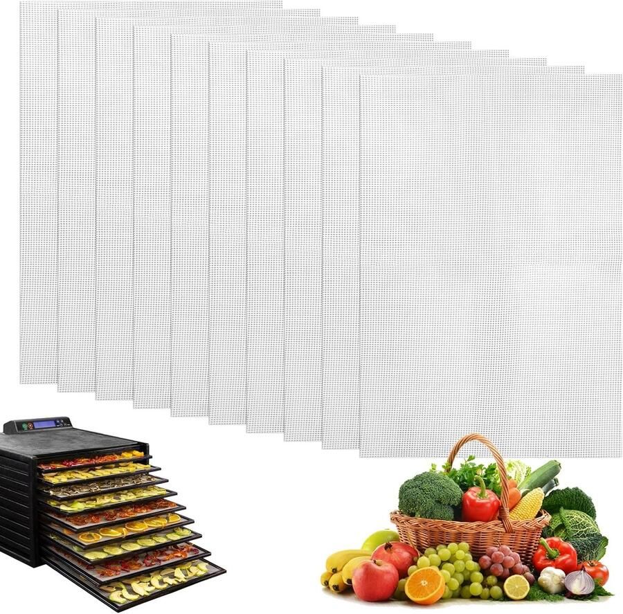 Herbruikbare anti-aanbakmatten voor voedsel en fruitdehydrator 10 stuks 39 x 28 cm ideaal voor koken en bakken