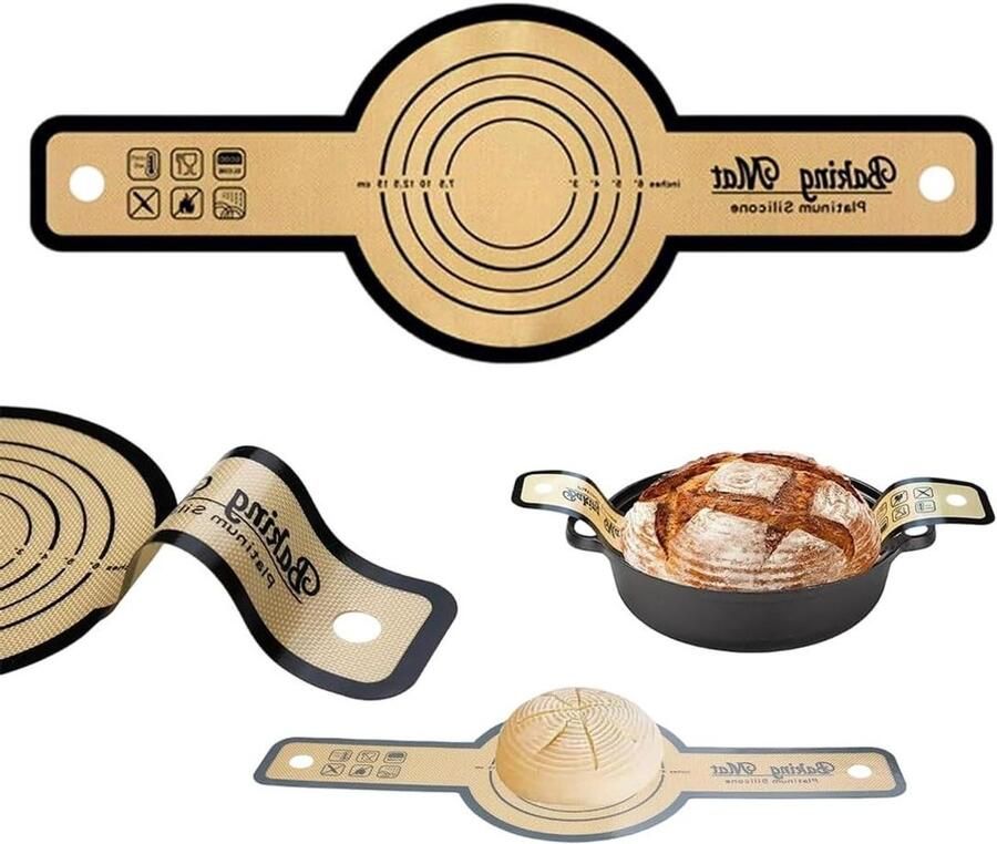 Herbruikbare Bakmat Broodmat Dutch Oven Brood Bakken Met Handgrepen 21 cm Diameter Zwart